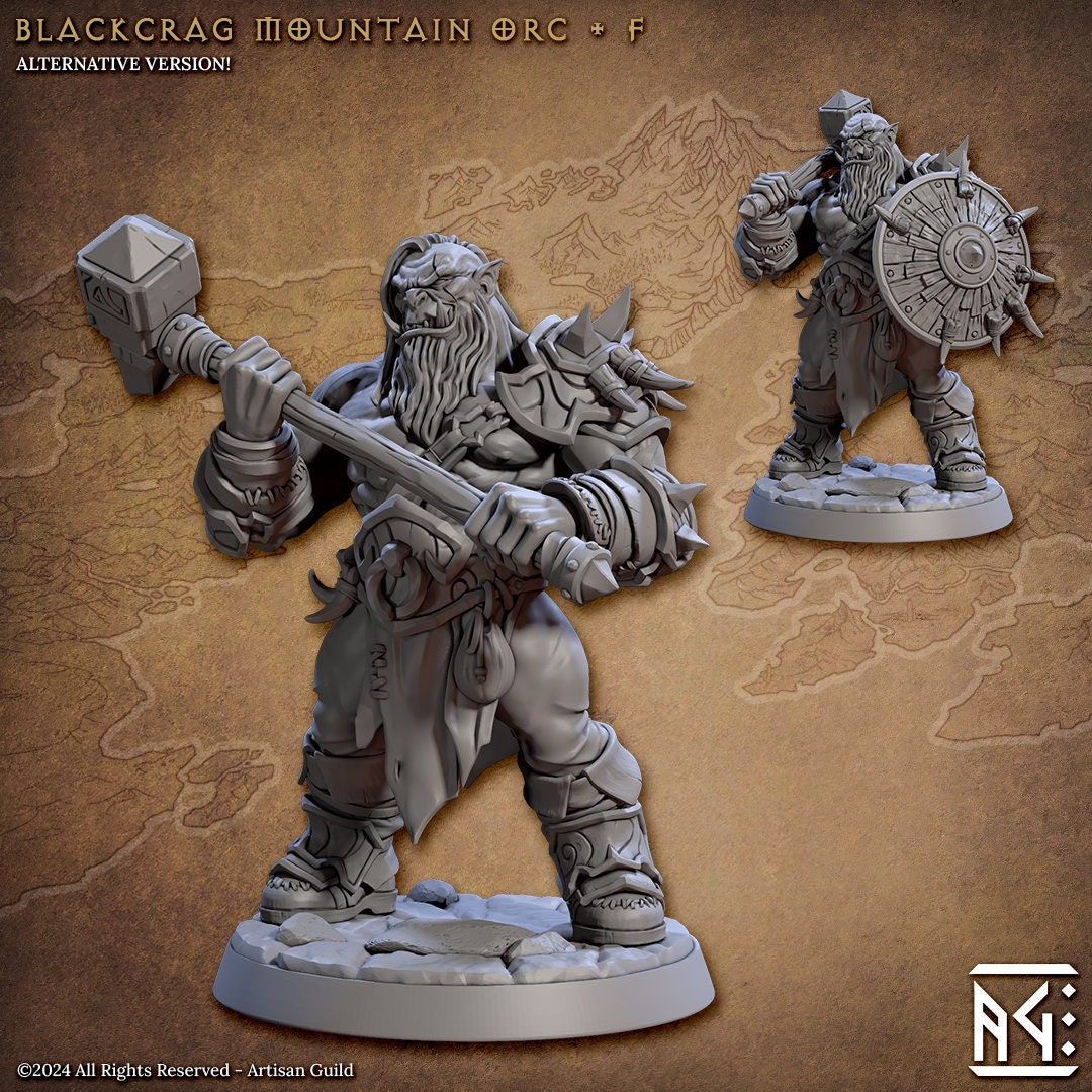 Mountain Orc - Pose F - Blackcrag Orcs Set - Unpainted Miniature