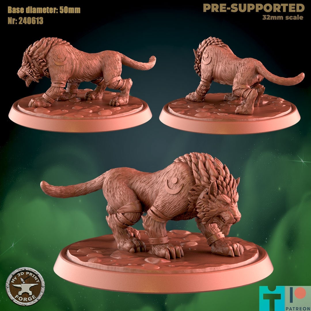 Cat - 8 Poses - Beast Shape - Druid Set - Unpainted Miniature