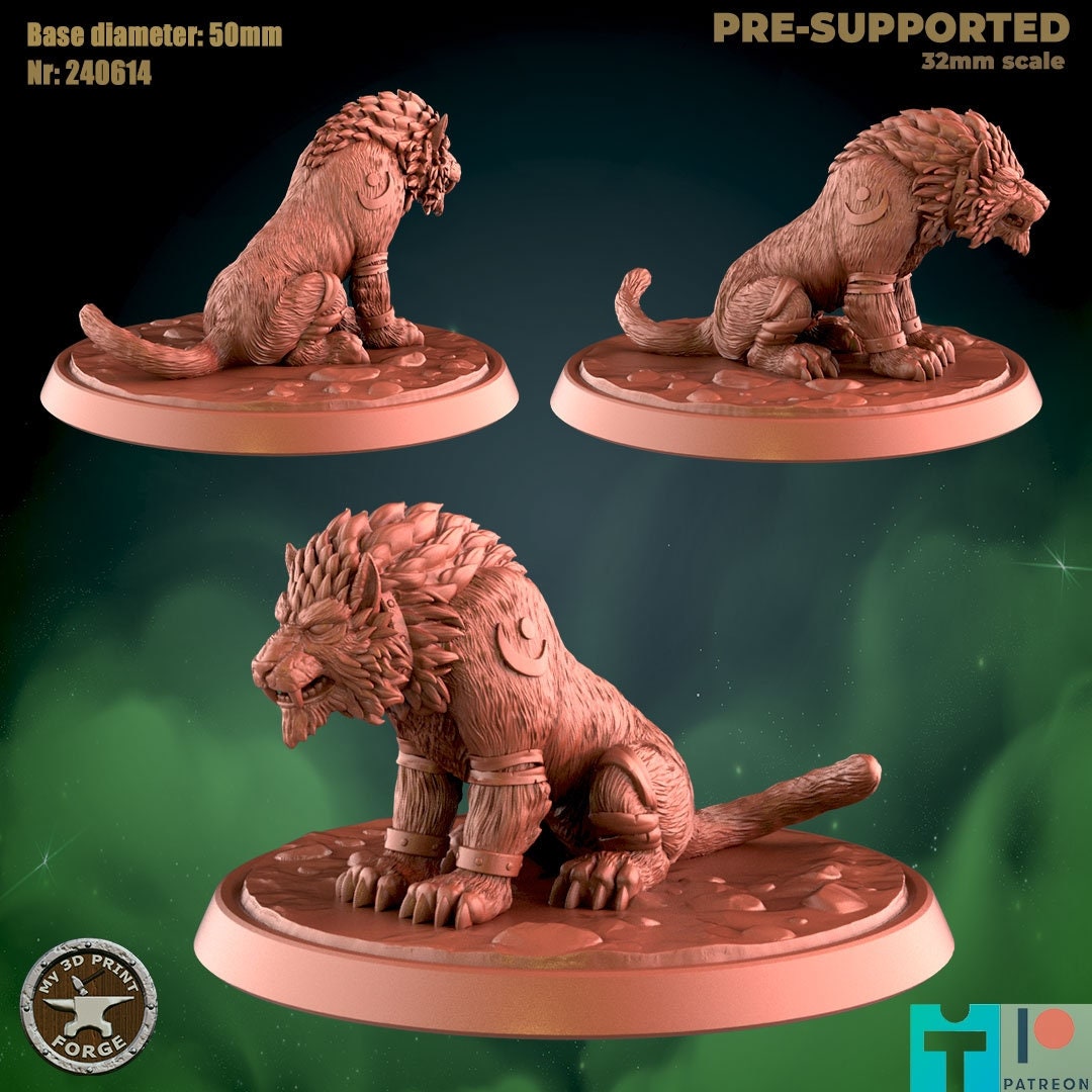 Cat - 8 Poses - Beast Shape - Druid Set - Unpainted Miniature