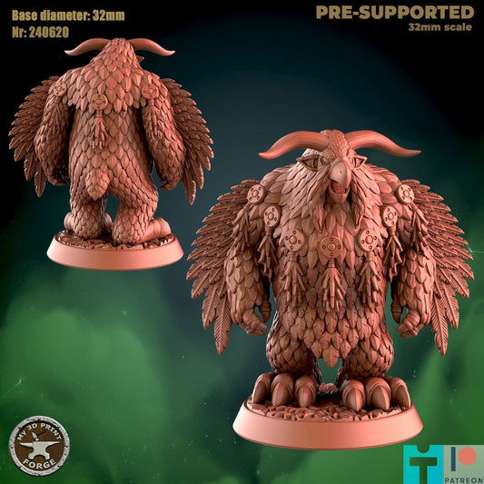 Lunar Owlbear with Horns - 3 Poses - Beast Shape - Druid Set - Unpainted Miniature