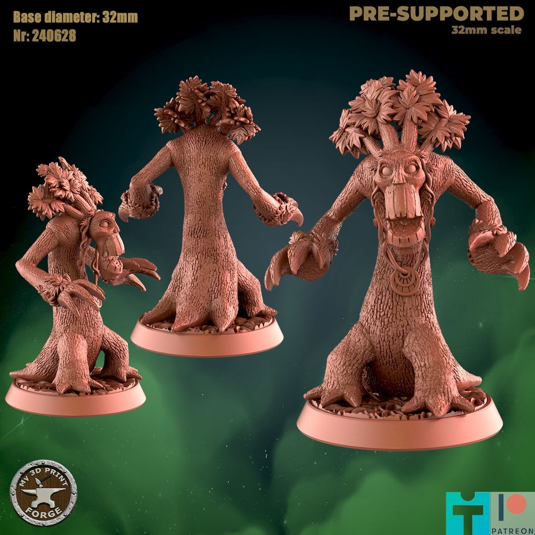 Treants - 3 Poses - Druid Set - Unpainted Miniature