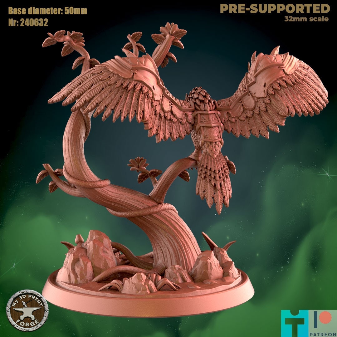 Owl - 3 Poses - Beast Shape - Druid Set - Unpainted Miniature