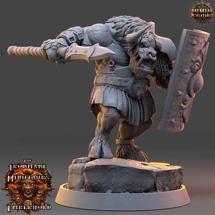 Zegron Ironhide - The Ironmane Minotaurs of Emberhold - Unpainted Miniature