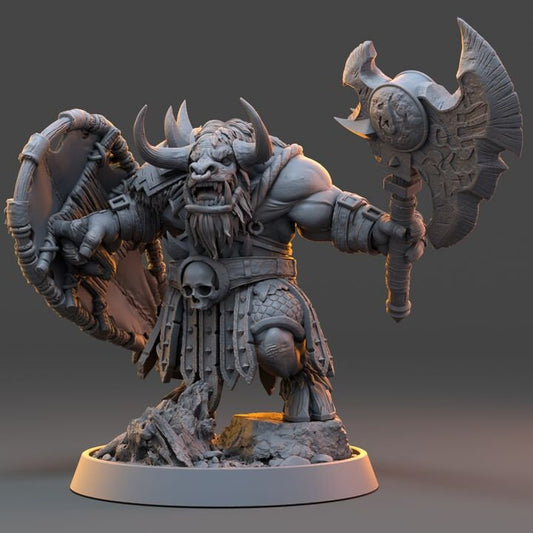 Garrok Bloodmaw - The Ironmane Minotaurs of Emberhold - Unpainted Miniature