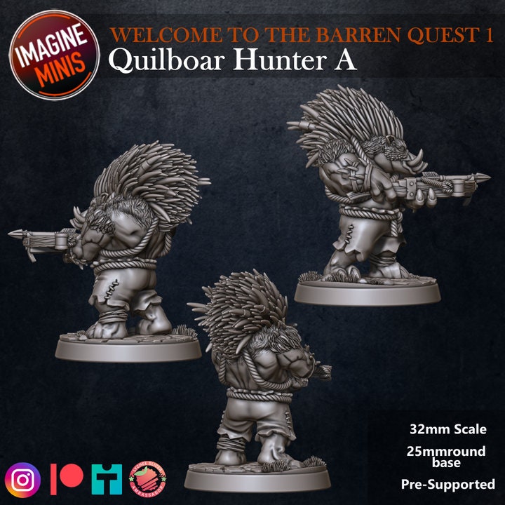 Quilboar Hunter - Pose A - Barrens Set - Unpainted Miniature