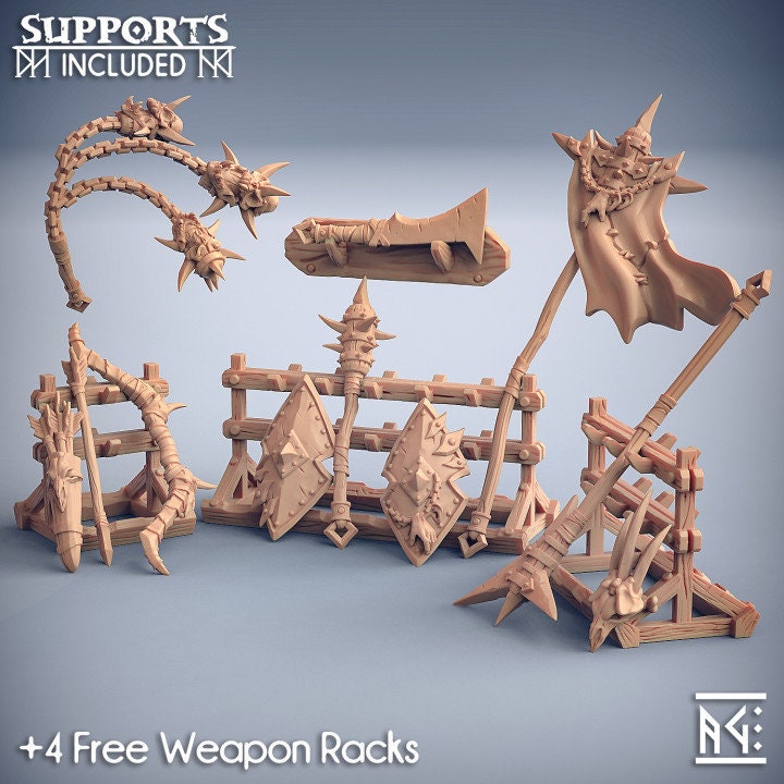 Weapon Rack - Bonegnasher Gnoll Set - Unpainted Miniature