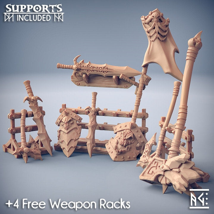 Weapon Rack - Frost Metal Clan Set - Unpainted Miniature