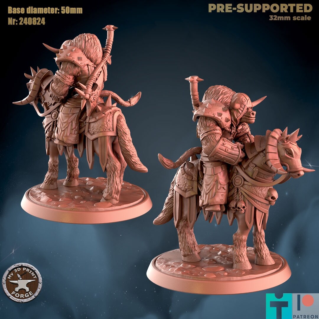 Minotaur Male Death Knight - Mounted - Unpainted Miniature