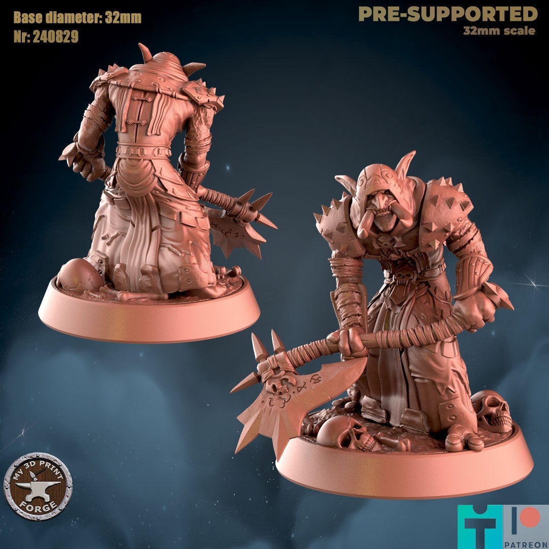 Troll Male Death Knight - 2 Poses - Unpainted Miniature