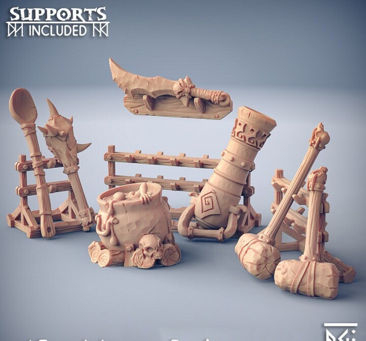 Weapon Rack - Ogre Marauder Set - Unpainted Miniature