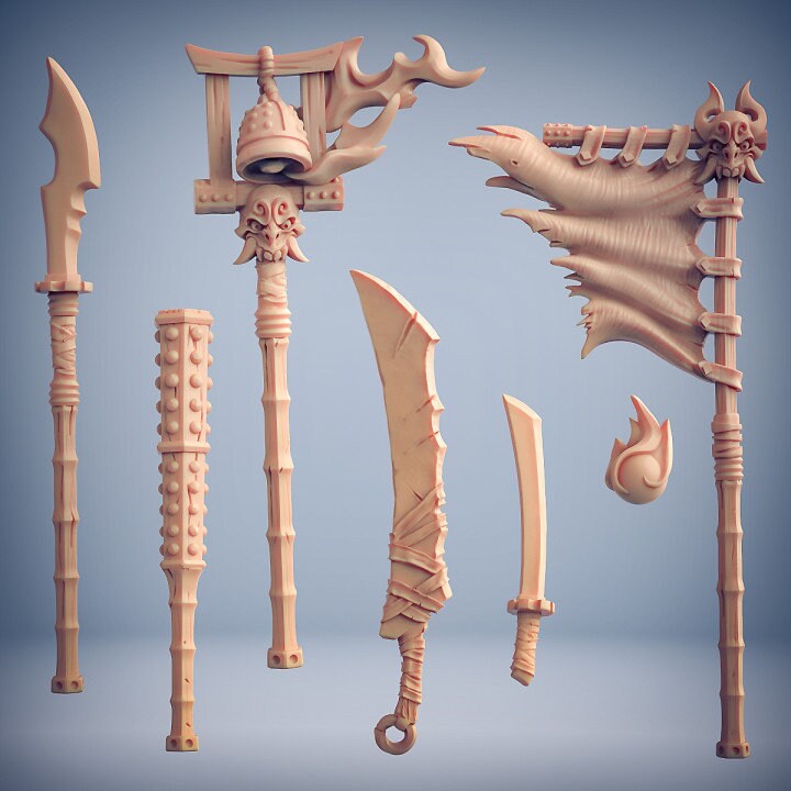 Weapon Rack - Oni Clan Set - Unpainted Miniature