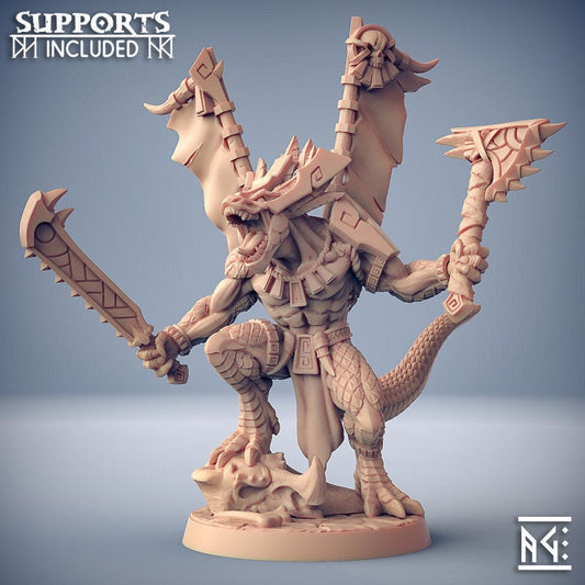 Xol'Toa - Lizard Prince - Goldmaw Lizard - Unpainted Miniature