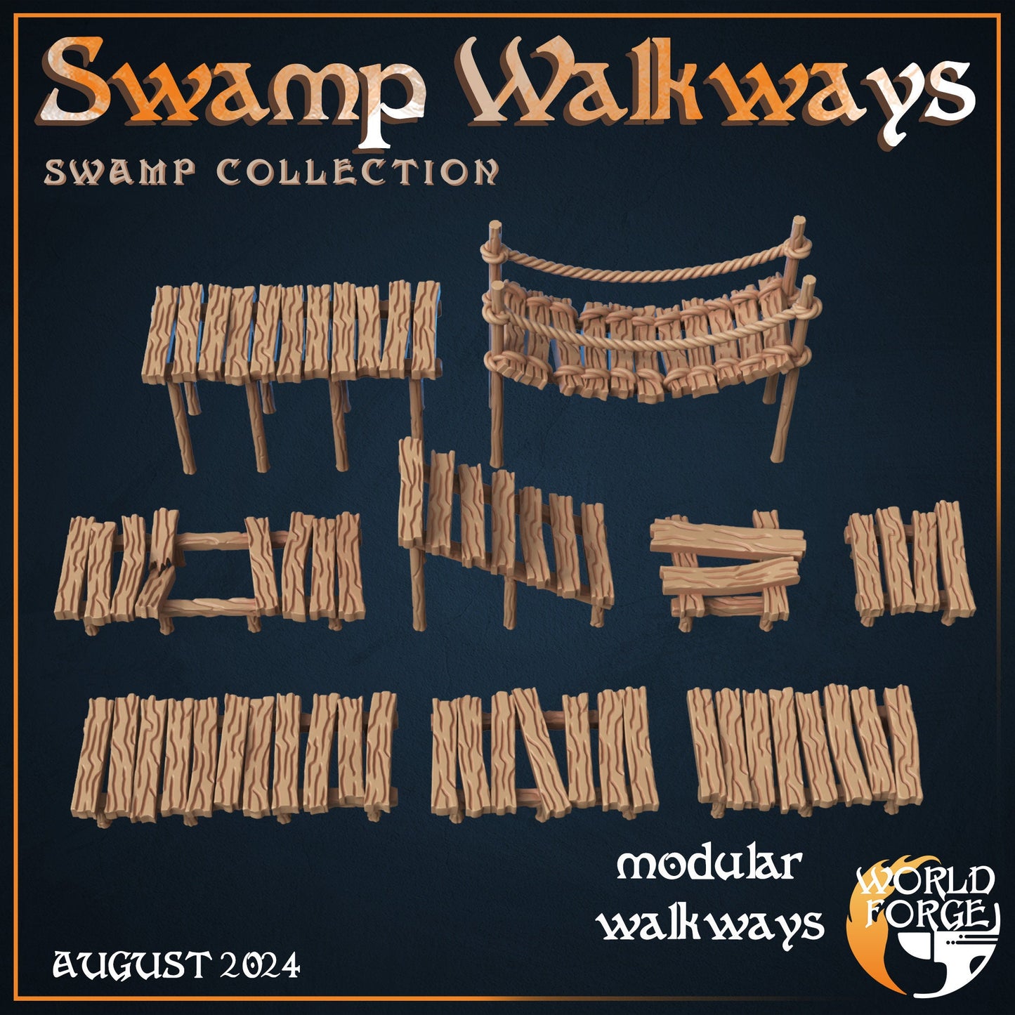 Wooden Walkways - Swamp Collection - Unpainted Miniature