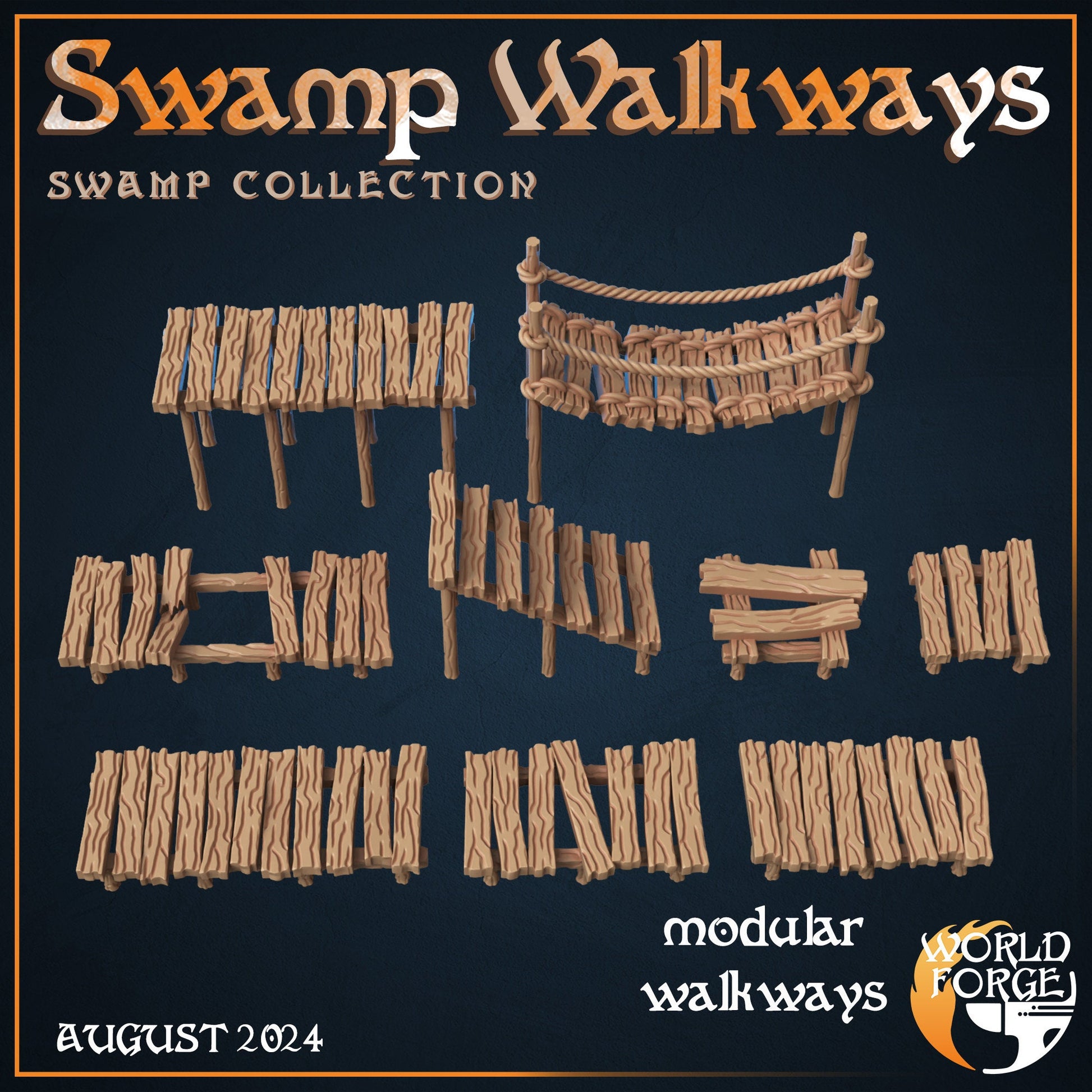 Wooden Walkways - Swamp Collection - Unpainted Miniature