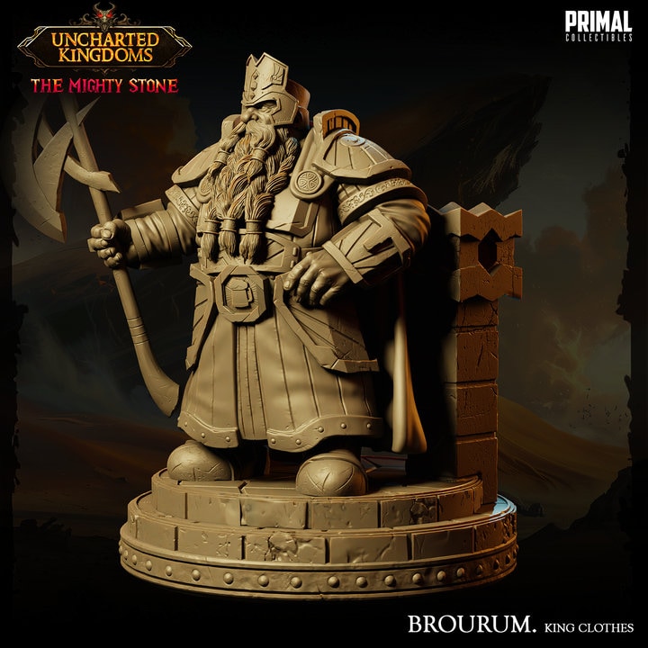 Brourum Axedelver - King Clothes - Uncharted Kingdoms - Unpainted Miniature