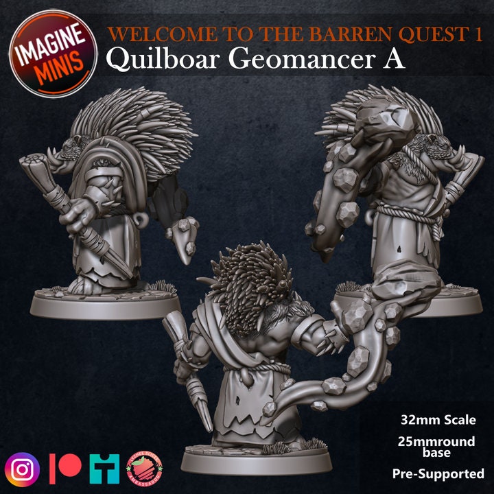 Quilboar Geomancer - Pose A - Barrens Set - Unpainted Miniature