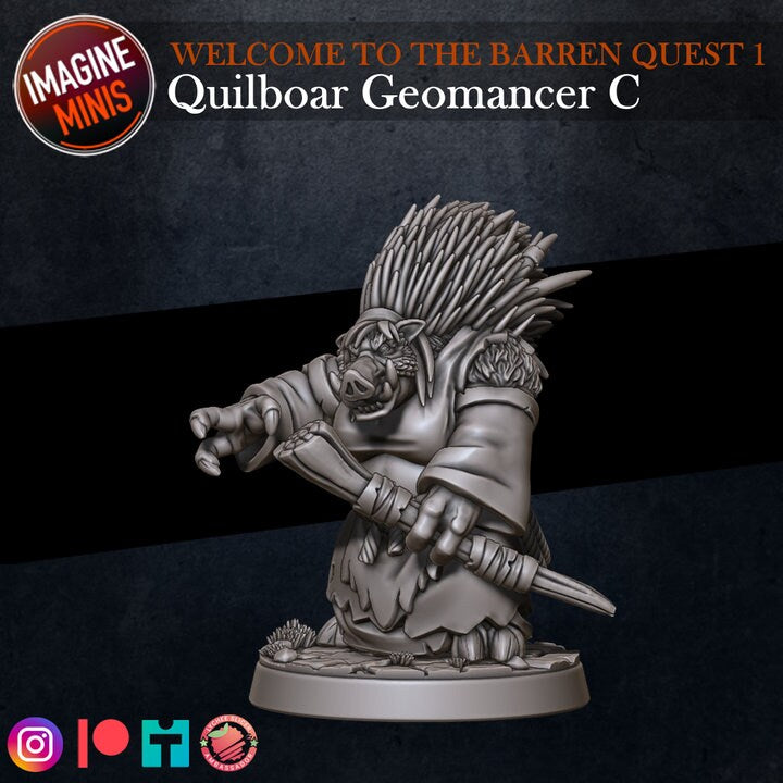 Quilboar Geomancer - Pose C - Barrens Set - Unpainted Miniature