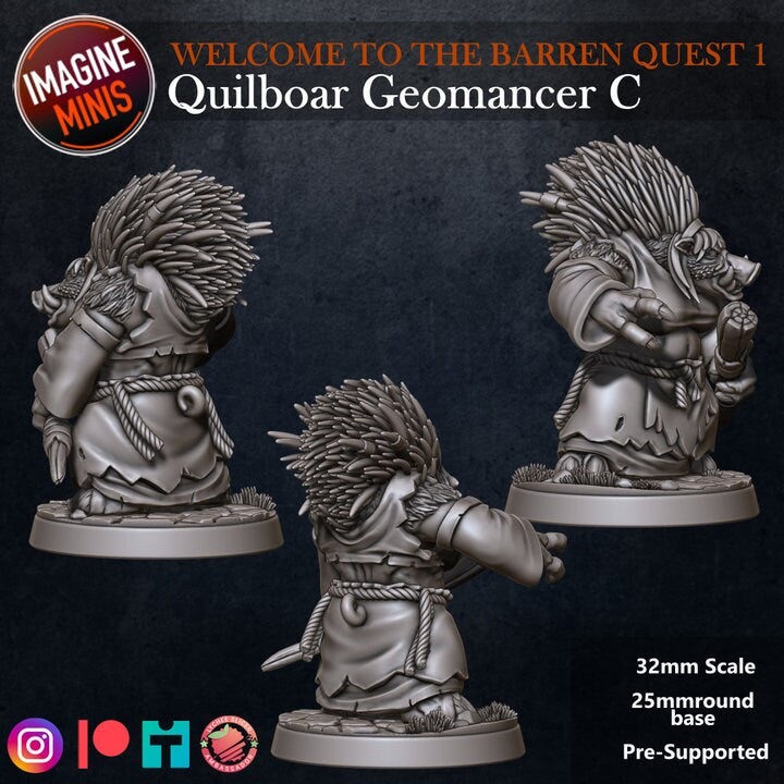 Quilboar Geomancer - Pose C - Barrens Set - Unpainted Miniature