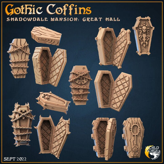 Coffins - Great Hall Collection - Shadowdale Mansion - Unpainted Miniature