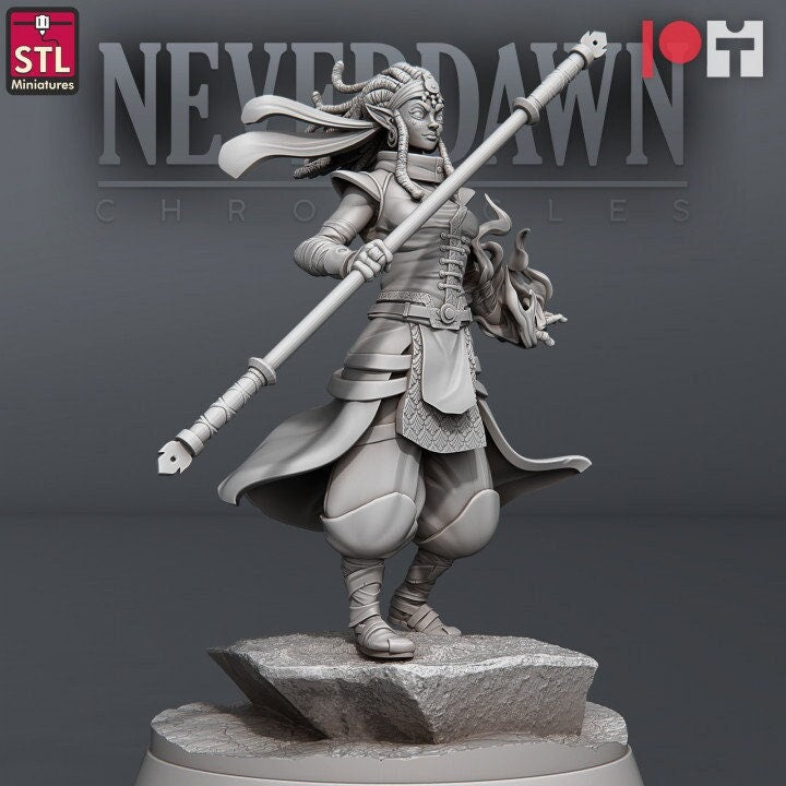 Nara Firefist - Pyromancer Set - Neverdawn Chronicles - Unpainted Miniature