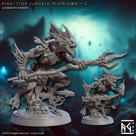 High Tide Jurakin - Pose C - Mirmidons of the Death-Tide - Unpainted Miniature