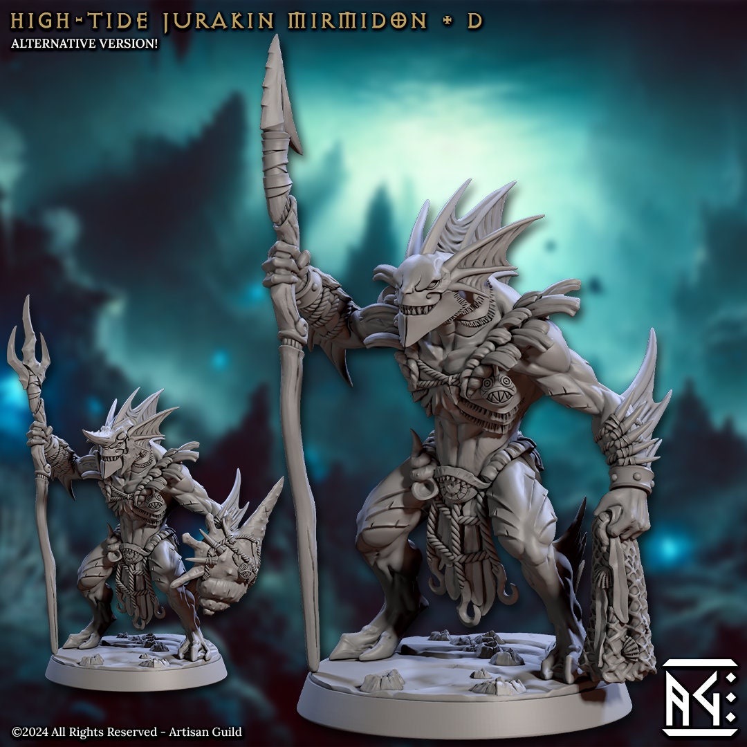 High Tide Jurakin - Pose D - Mirmidons of the Death-Tide - Unpainted Miniature