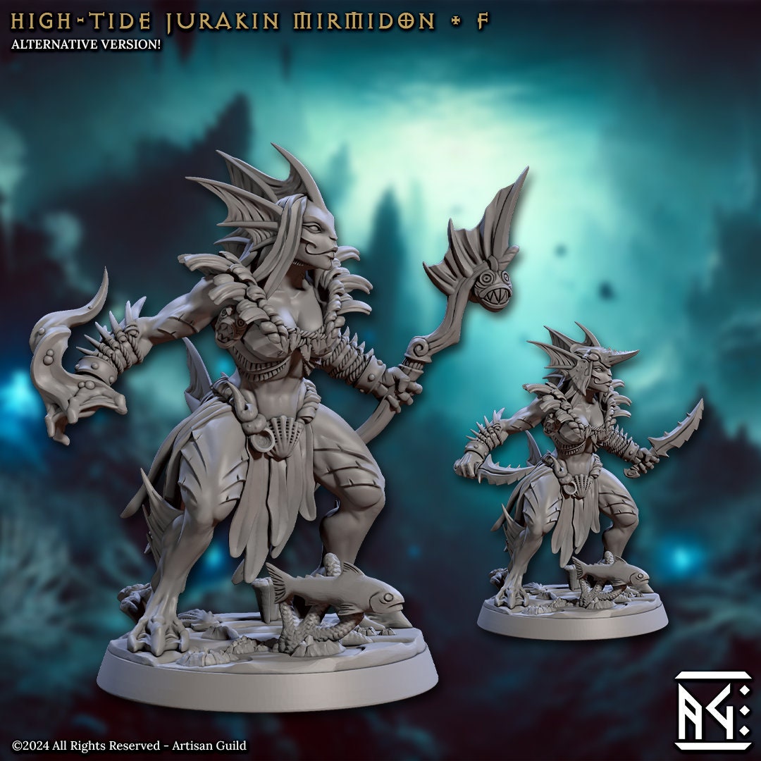 High Tide Jurakin - Pose F - Mirmidons of the Death-Tide - Unpainted Miniature