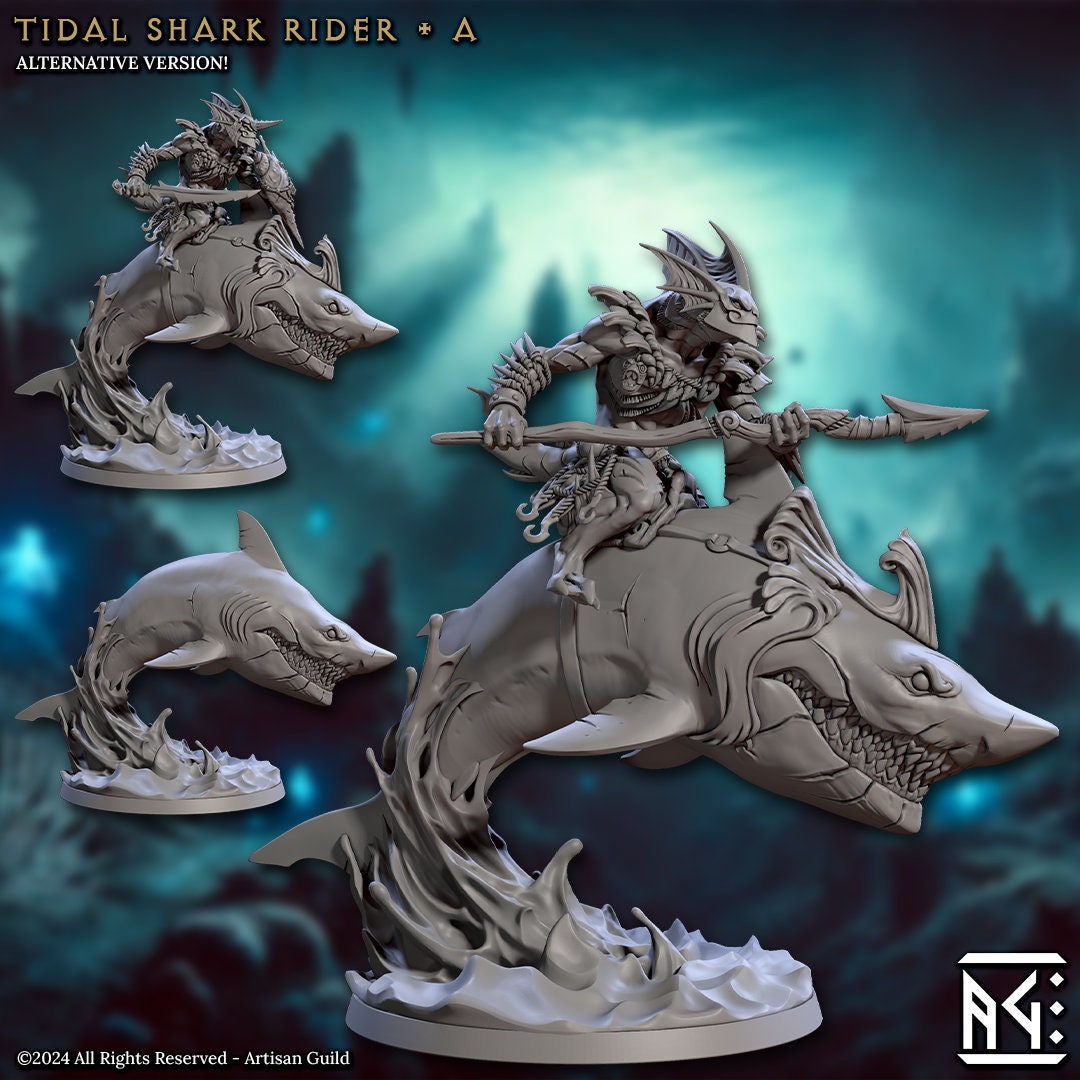 Tidal Shark Rider - Pose A - Mirmidons of the Death-Tide - Unpainted Miniature