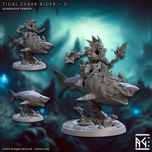 Tidal Shark Rider - Pose D - Mirmidons of the Death-Tide - Unpainted Miniature