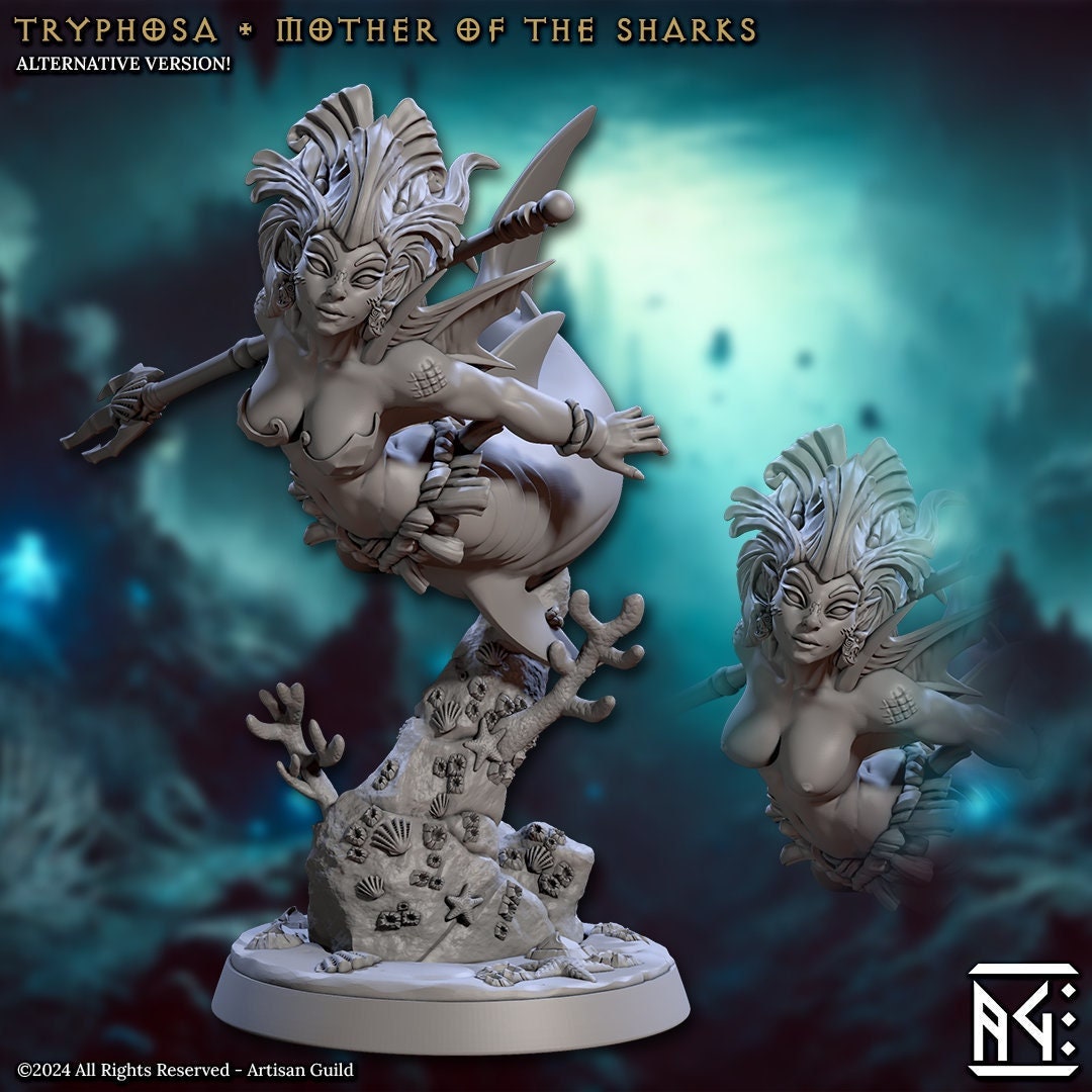 Tryphosa - Mother of the Sharks - Pinup - Mirmidons of the Death-Tide - Unpainted Miniature