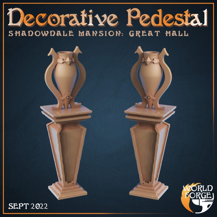 Decorative Pedestal - Set of 2 - Shadowdale Mansion: Great Hall Collection - Unpainted Miniature