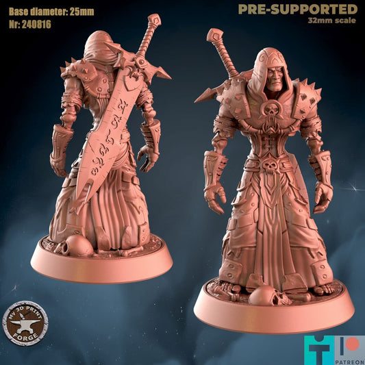 Undead Male Death Knight - 2 Poses - Unpainted Miniature