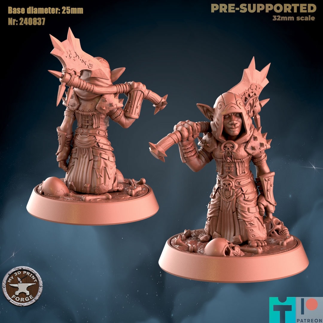 Goblin Female Death Knight - 2 Poses - Unpainted Miniature