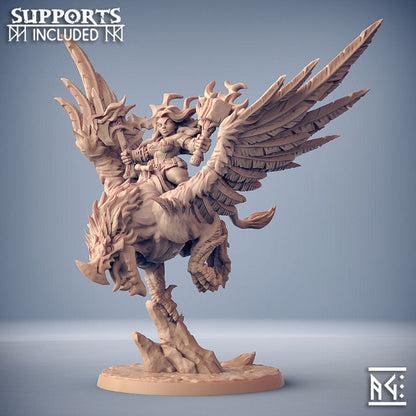 Helga Windfury on Gryphon - Dwarven Oathbreakers - Unpainted Miniature