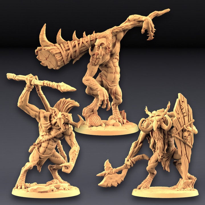 Rock Troll Warriors - Rock Troll Band - Unpainted Miniature