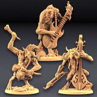 Rock Troll Warriors - Rock Troll Band - Unpainted Miniature