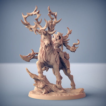 Endelshar Oakrage on Forest King - Deepwood Alfar Set - Unpainted Miniature