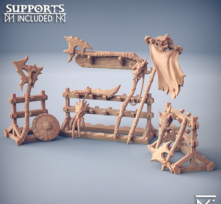 Weapon Rack - Orc Barbarian Set - Unpainted Miniature