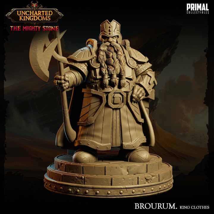 Brourum Axedelver - King Clothes - Uncharted Kingdoms - Unpainted Miniature