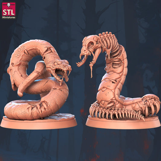 Ghoul Snakes - Undead Snakes - Unpainted Miniature