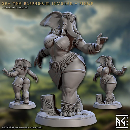 Gea, Elephorim Invoker - Pinup - Ivory Sentinels - Unpainted Miniature