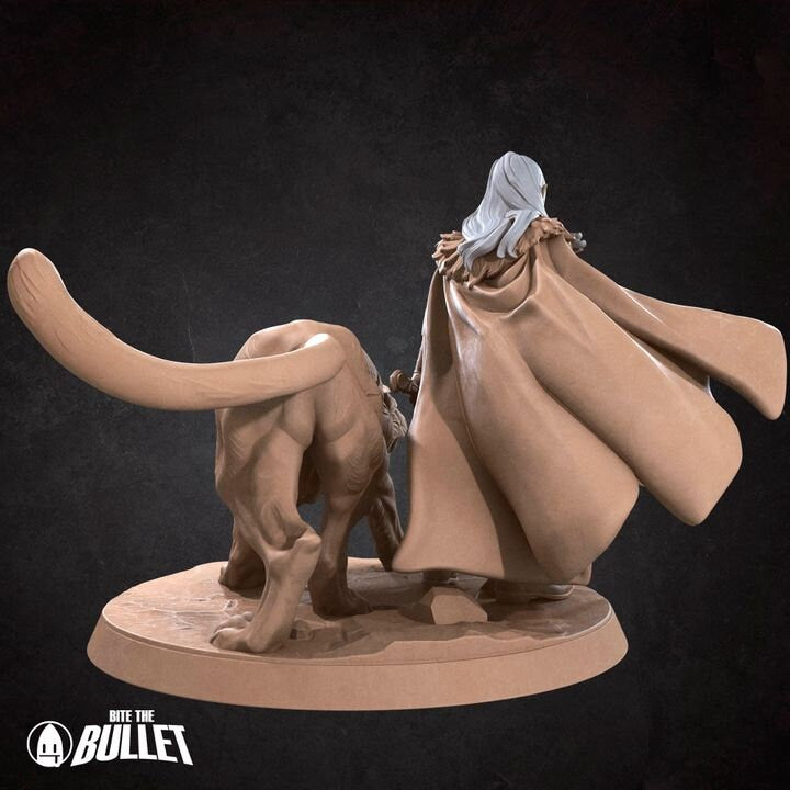 Drow Ranger with Panther - Unpainted Miniature