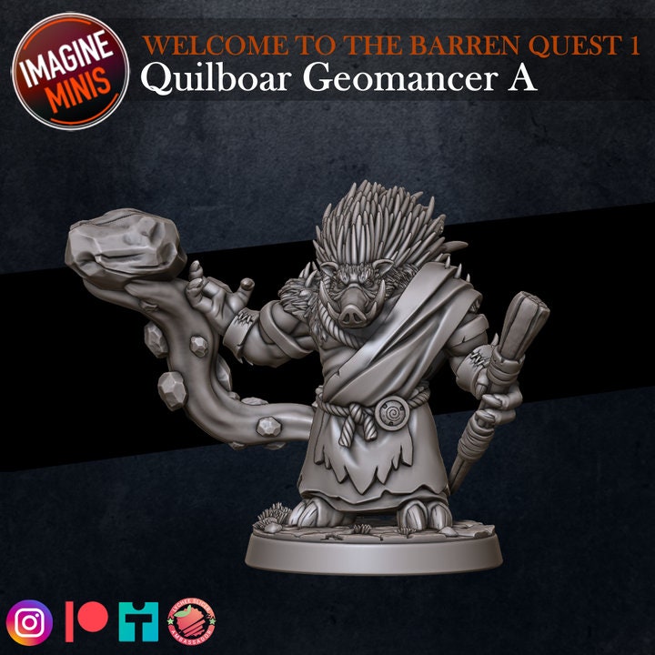 Quilboar Geomancer - Pose A - Barrens Set - Unpainted Miniature