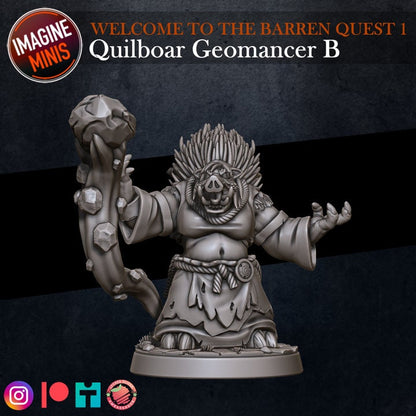 Quilboar Geomancer - Pose B - Barrens Set - Unpainted Miniature