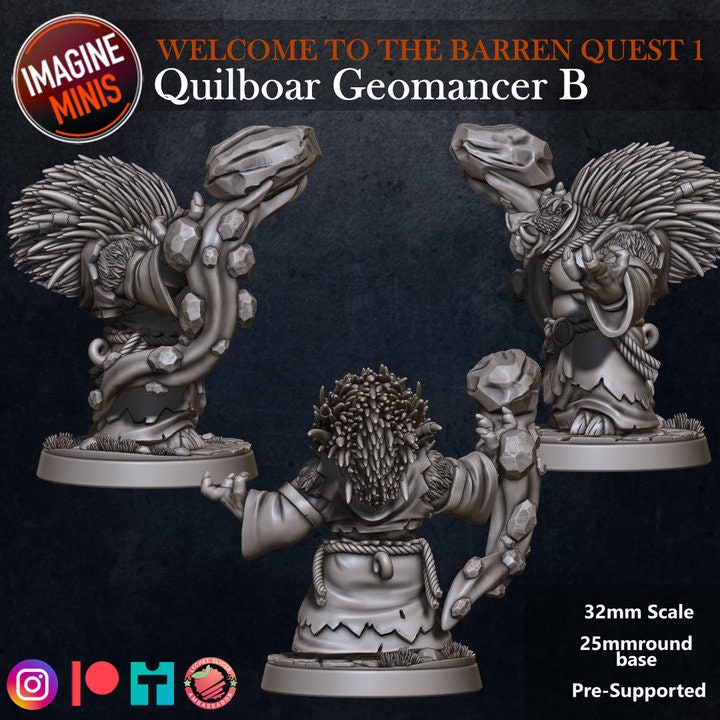 Quilboar Geomancer - Pose B - Barrens Set - Unpainted Miniature