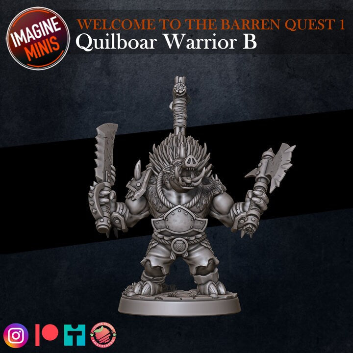 Quilboar Warrior - Pose B - Barrens Set - Unpainted Miniature