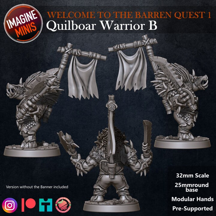 Quilboar Warrior - Pose B - Barrens Set - Unpainted Miniature