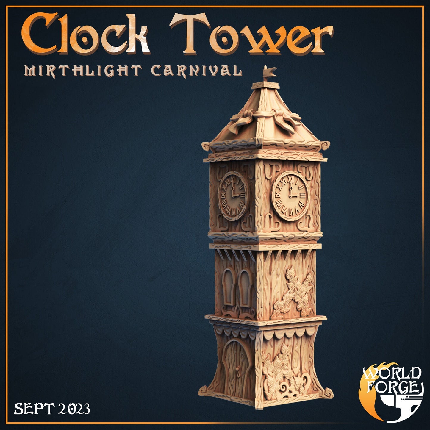 Clock Tower - Mirthlight Carnival Collection - 32mm Scale - Unpainted Miniature for DnD, Pathfinder, Tabletop RPGs, and Dioramas