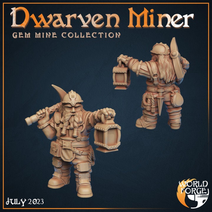 Dwarven Miner - Gem Mine Collection - Unpainted Miniature