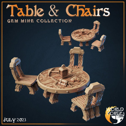 Table and Chairs - Gem Mine Collection - Unpainted Miniature